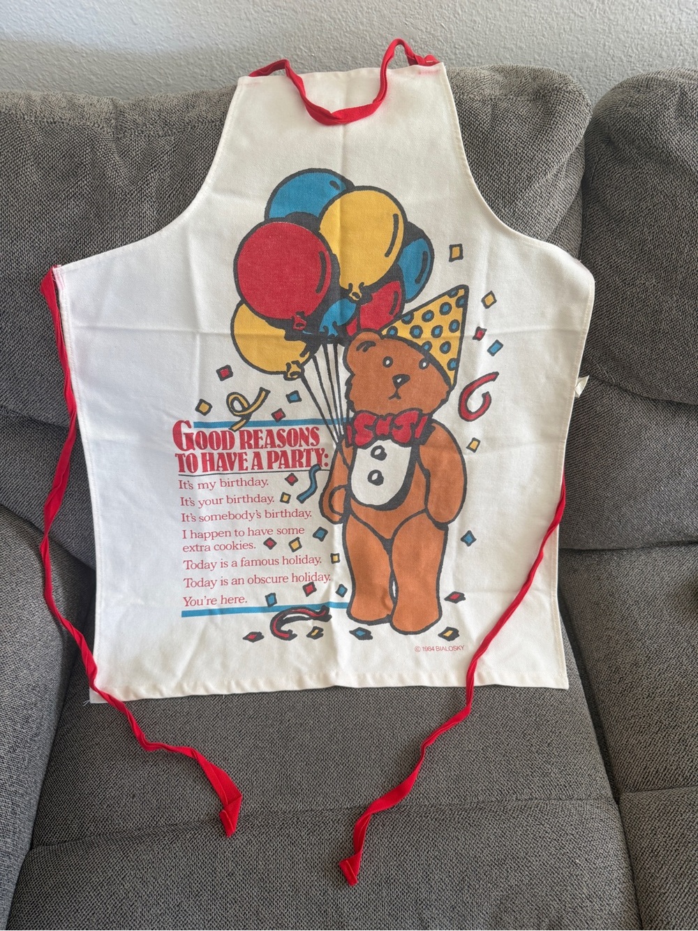 Vintage 1984 Bear Party Apron Bilosky Funny Novelty Kitchen Apron